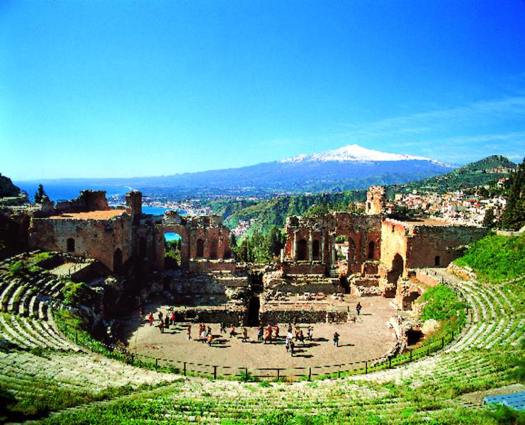 Taormina, Teatro Greco mit Blick auf den Ätna | SIT10100